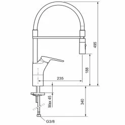 FM Mattsson Siljan Flexi Kjøkkenkran -Varme og inneklima Salgsbutikk fm mattsson siljan flexi kjokkenkran 4300998 tegning tilpasset2