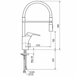 FM Mattsson Siljan Flexi Kjøkkenkran -Varme og inneklima Salgsbutikk fm mattsson siljan kjokkenkran 4300999 tegning tilpasset2
