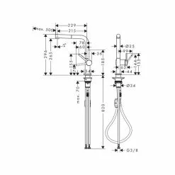 Hansgrohe Talis M54 Kjøkkenkran M/uttrekkbar Tut -Varme og inneklima Salgsbutikk hansgrohe talism54 kjokkenkran 4242336 teknisk tegning tilpasset comfort