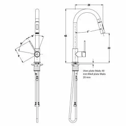 Norø Norø Villa Nordica Luca 03 Kjøkkenkran -Varme og inneklima Salgsbutikk noro villa nordica luca 03 kjokkenkran tegning tilpasset2