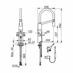 Oras Optima Kjøkkenkran 11 Oras Optima Kjøkkenkran -Varme og inneklima Salgsbutikk oras optima kjokkenkran 4200438 teknsik tegning tilpasset comfort