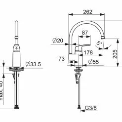 Oras Safira Kjøkkenkran 7 Oras Safira Kjøkkenkran -Varme og inneklima Salgsbutikk oras safira kjokkenkran 4200415 tegning tilpasset