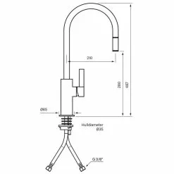 Tapwell ARM185 Kjøkkenkran 5 Tapwell ARM185 Kjøkkenkran -Varme og inneklima Salgsbutikk tapwell arm185 teknisk tegning tilpasset comfort 5