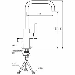 Tapwell ARM984 Kjøkkenkran -Varme og inneklima Salgsbutikk tapwell arm984 teknisk tegning tilpasset comfort 4